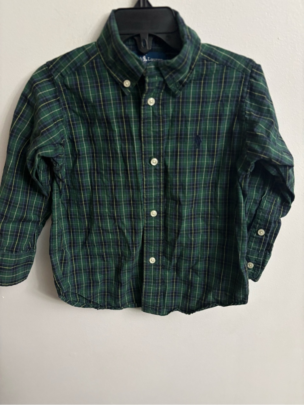 Ralph Lauren Green Plaid Button-Down Shirt for Kids 2 years